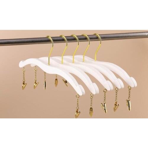 Wholesale rose gold clip plastic bra lingerie clothes hanger white underwear hanger