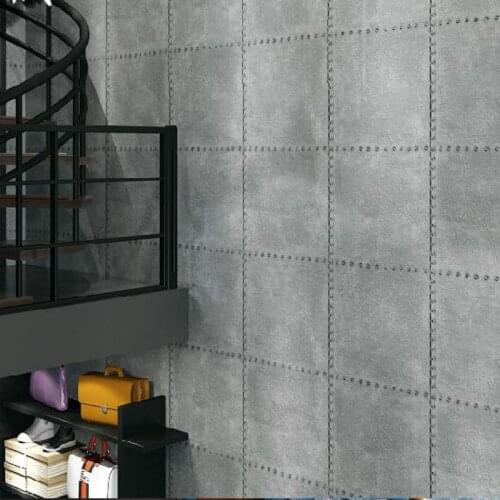 Reflective PVC Retro Metal Iron Sheet Wallpaper Bar Restaurant Clothing Store Red Industrial Wind Alloy Living Room Bedroom