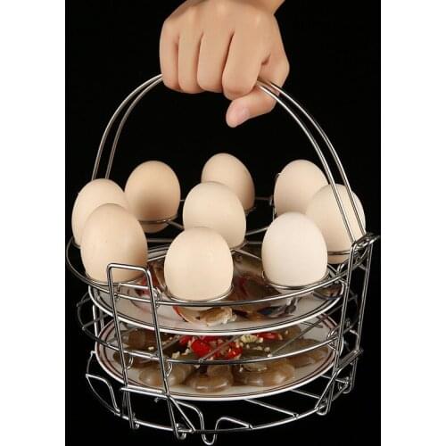 Steaming Vegetable Rack Stainless Steel Egg Storage Steaming Rack Multi-Function Three-Layer Steaming Dish Kitchen Accessories