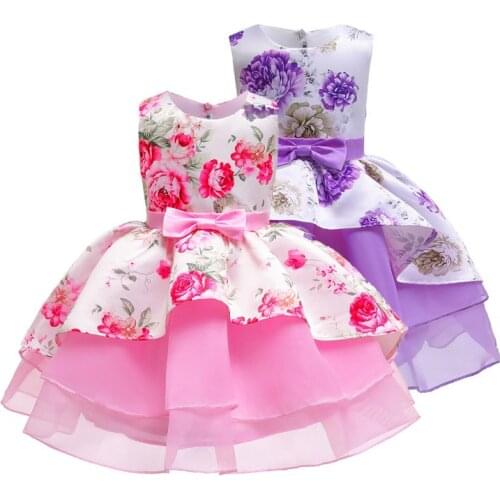 Baby Girl Flower Layered Dress 2020 wedding Guest Dresses For 2-10Y Princess Party vestido Summer Clothes