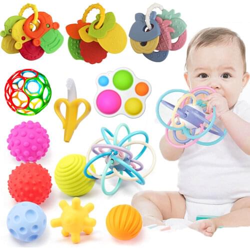 Educational Infant Toys Ball Baby Toys 0 12 Months Rattles Bed Bell Teethers For Teeth Newborn Candy Develop Toy For Babies