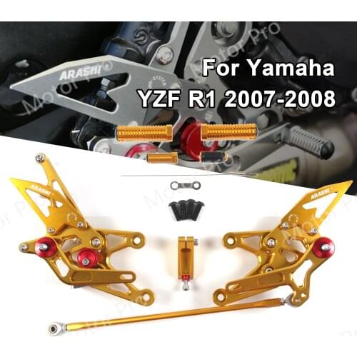 For Yamaha YZF R1 2007 2008 YZF-R1 Adjustable Footrests Motorcycle Accessories Foot Rests Peg CNC Rearset Rear Set Pedal