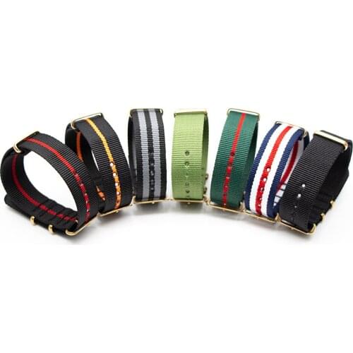 Table Accessories Watch Watchband For NATO Nylon Strap Stainless Steel Golden Buckle 18mm 20mm 22mm 24mm Replacement Strap