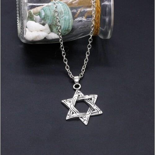 RONGQING 12pcs/lot Titanium Steel Hollow Jewelry Necklaces Male Hexagram Pendant Necklaces For Women Men Factory Supply