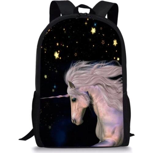 ELVISWORDS Unicorn School Bags For Girls Boys Portfolio Galaxy School Backpack Mochila Escolar Travel Satchels Fashion Racksack