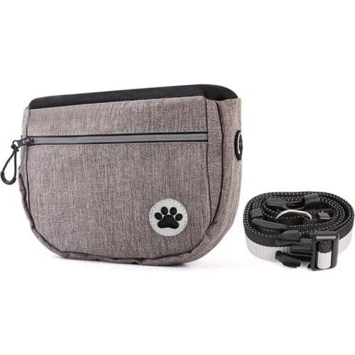 Dog Treat Pouch Training-Bag Dispenser - Waist Shoulder Strap Ways Walking We Are Easily Carries Pet Toys Poop (Gray)