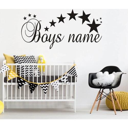 Customized Stars Name Vinyl Wall Sticker Art Decal Boys Bedroom Wall stickers for kids room Living room Vinyl Mural A683