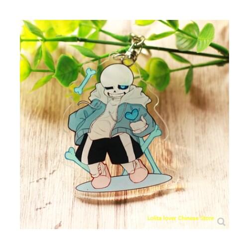 Japanese Anime Undertale Sans Cosplay Acrylic Keychain Pendant Figure Key ring Phone Strap Gifts