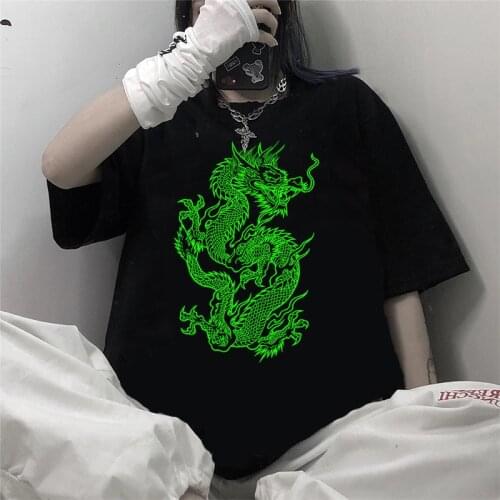 Women t-shirt Top clothing 2020 korean dropshipping tees Cotton harajuku Kawaii aesthetic undefined kpop gothic Dragon oversized