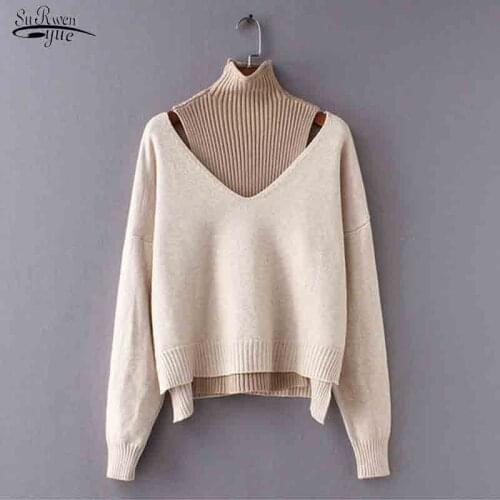 2021 Fashion Basic Hit Casual Regular Pull Femme Women Long Sleeve All Match College Wind Hot Sale Sweater Two Pieces Set 16615