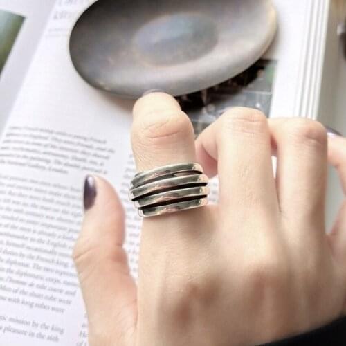 925 Fashion Multi Layers Rings Female Adjustable Jewelry Gift Elegant Finger Ring in Sterling Silver Open Rings For Women