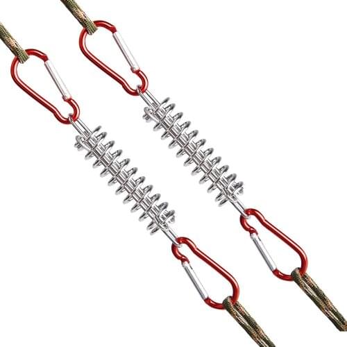 1/2/5 Pcs Steel Tent Rope Tightener with Carabiner Clips Cord Adjuster Tensioner Outdoor Camping Windproof Spring Tent Buckle