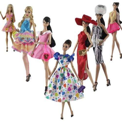 1/6 BJD Clothes Set Fashion Handbag Hat Dresses for Barbie Doll Outfits 30cm Dolls Accessories Kids Dollhouse Toy for Girl Gifts
