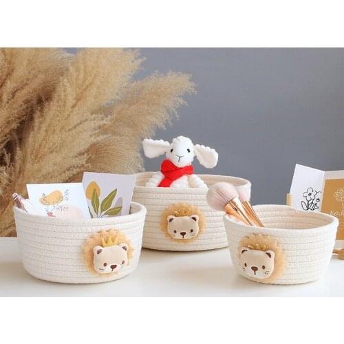 Cartoon Animals Hand Woven Storage Basket Kids Toys Desktop Organizer Sundries Storage Box Laundry Baskets 16*9CM 1Pcs