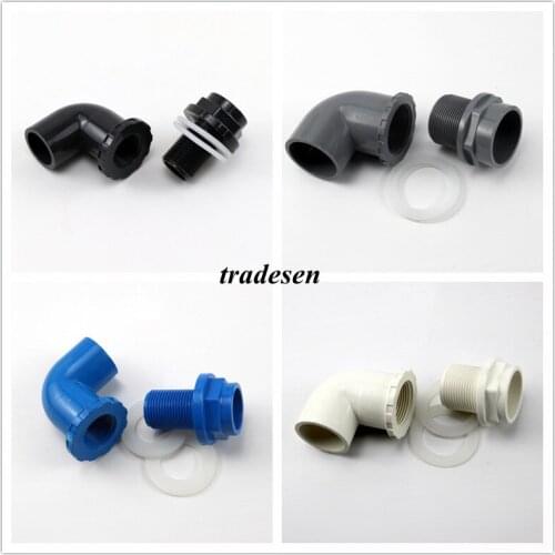1Pcs I.D 20~50mm PVC Pipe Aquarium Fish Tank 90° Elbow Inlet Outlet Connector Water Tank Supply Adapter Overflow Drainage Joint