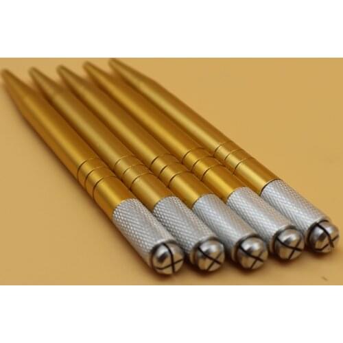 10 Pcs Gloden Aluminum Manual Cosmetic Tattoo Eyebrow Pen MicrobladingNeedle Pen For Permanent Makeup Tattoo eyebrow embroidery