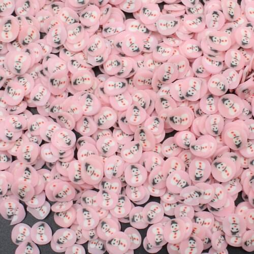 100g/Lot Pink Snowman Slices Polymer Clay Sprinkles for DIY Crafts Making Cute Filling Accessories