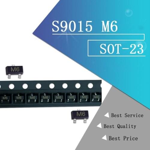 100pcs SMD triode S9015 M6 45V0.1 A/PNP SOT23 SMD transistor