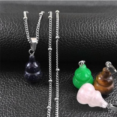 2021 Small Gourd Stainless Steel Charm Necklaces for Women Silver Color Pendant Necklace Fahsion Jewelry bijoux femme NPD21S04