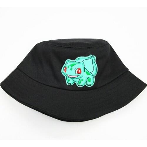 2021 Cartoon Frog Embroidery Cotton Bucket Hat Fisherman Hat Outdoor Travel Hat Sun Cap Hats for Men and Women 11