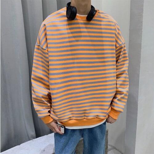 2021 Hoodies Striped Round Collar Vacation Two Couple Loose Coat Trend Languid Lazy Wind Streetwear Leisure College Recommend