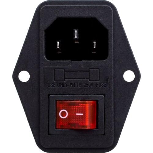 3 Pin IEC320 C14 Inlet Module Plug Fuse Switch Male Power Socket 10A 250V for devices, fitness equipment