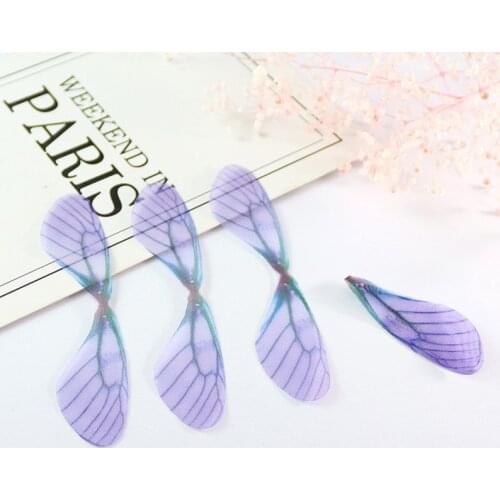 30 Purple Organza Dragonfly Wings Charm for Craft Findings Fairy Wing Pendant Fabric Jewelry Moths Butterfly Wings Charm KL38GD
