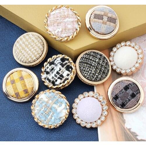 5Pcs/lot 18-25mm Cloth-covered woolen metal buttons cashmere coat windbreaker knitwear round decorative buttons C138