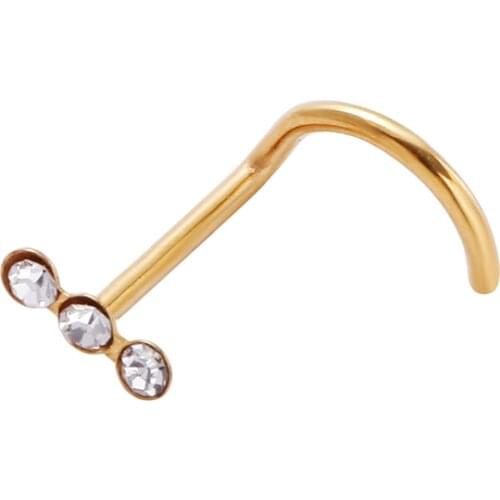 50pcs/Lot 20G Gems Nose Stud Screw Surgical Steel Nose Ring Studs Body Piercing Curve New Nose Piercing