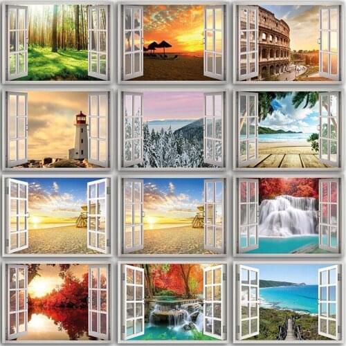 5D DIY Diamond painting set landscape waterfall Full Square Diamond embroidery Cross stitch paint Full Round Diamond mosaic gift