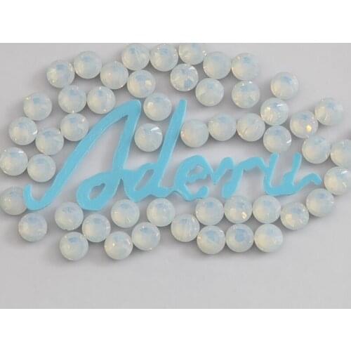 Aderu white opal 703 super shiny lead free crystal hot fix rhinestone for nail art ornament garment shoe scarf phone decoration