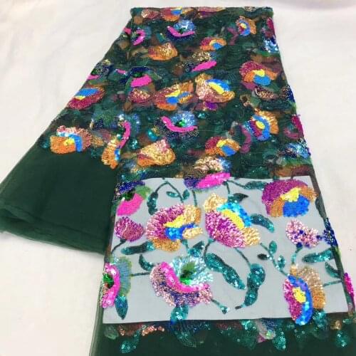 African sequined tulle lace fabric 2020 high quality French lace fabric embroidered Nigerian lace fabric for women J4037