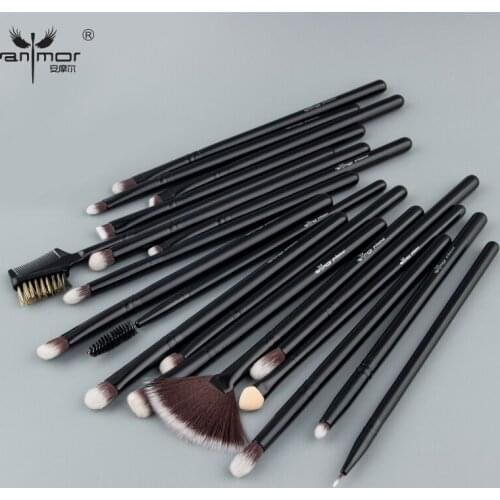 Anmor Professional Eye Make Up Brushes With Bag High Quality Synthetic Hair Fan Eyeshadow Blending Brush For Makeup 19PCS/ Set