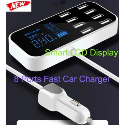 Quick Car Charger 8 Port Multi USB LCD Display Carregador Car Fast Charge For iPhone 6 7 8 X XR XS 11 Por MAX Samsung Mate30 Por