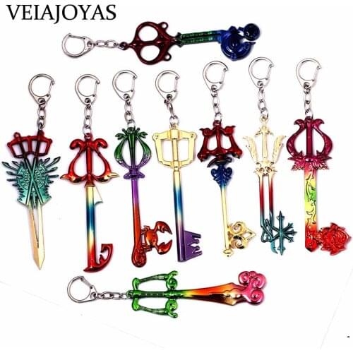 Kingdom Hearts Key Fob 9 styles Anime Cosplay keychain Lovely Sora Weapon Alloy Colorful Car Keyring Jewelry Collection Llavero