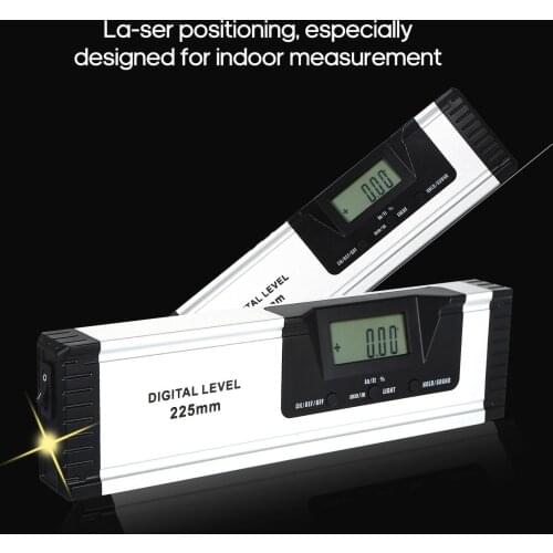 225mm Digital La-ser Measuring Level Angle Meter Angle Finder Measuring Tool for Carpentry / Building / Automobile