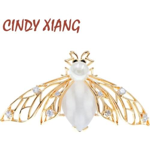 CINDY XIANG New Arrival Cubic Zirconia Copper Bee Brooches For Women Insect Opal Pin Brooch Fashion Accessories Jewelry 2020