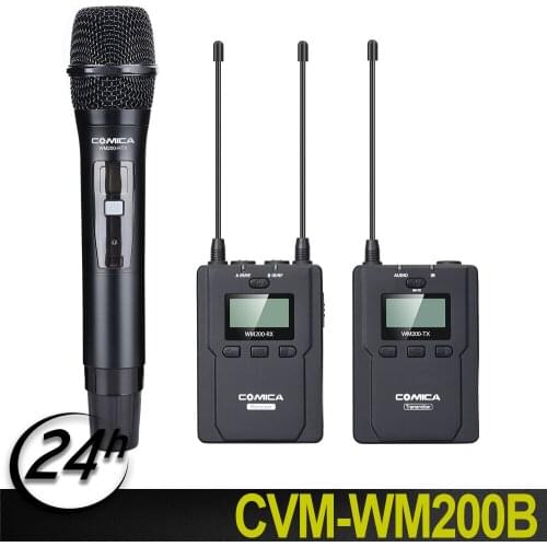 COMICA CVM-WM200B/D Wireless Metal UHF 96-channels Mono/Stereo Lavalier Interview Microphone 120m smooth recording