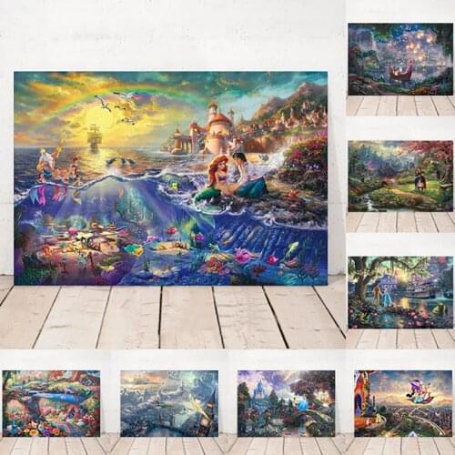 Disney mermaid princess decorative painting 5D handmade embroidery diamond painting cross stitch modern fairy tale bedroom corri