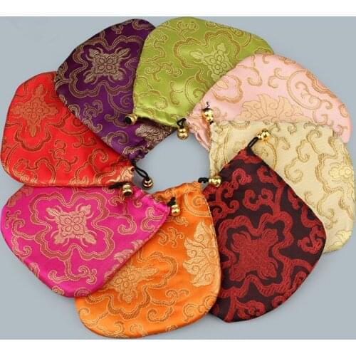 Cheap Floral Drawstring Jewelry Gift Pouches 13 x 13 cm Silk Fabric Packaging Bag Bangle Bracelet Storage Pocket 200pcs/lot fre