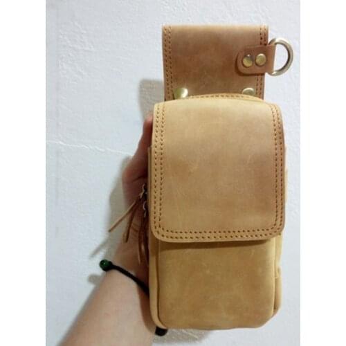 2020 New Man Travel Waist Packs Small Multifunction Waist Bag Cow Leather Men Leisure Phone Pouch Bags Fanny Pack Belt Bag