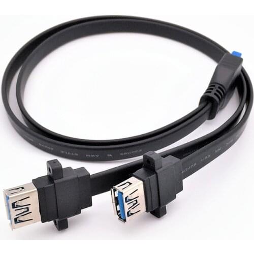 Dual USB 3.0 to 20 Pin Header Cable Transmission Adapters Male Y Connector Slot for Computer Front Panel 0.3m, 0.5m, 0.65m, 0.8m