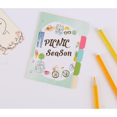 A5/A6/A7 Index Page Classification Loose Leaf Book Sub-page Paper Note Classification 6 Hole Refill Loose-leaf Page Separator