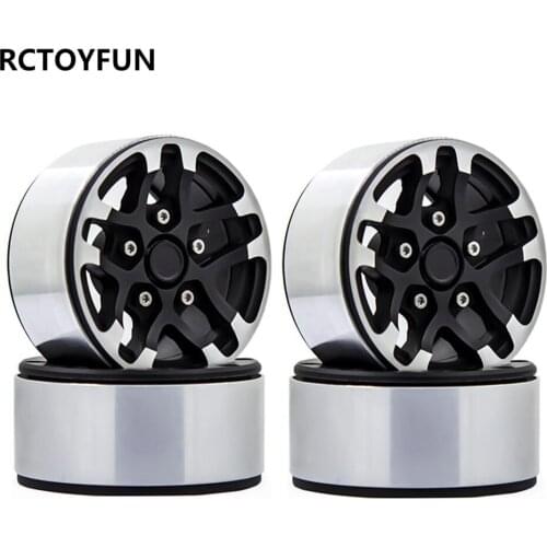 RCTOYFUN 4pcs Aluminum 1.9" 10 Spokes Beadlock Wheels Rims For 1:10 RC Axial SCX10 90034 90035 90044 D90 SCX10 CC01 TRX4 4WD G07