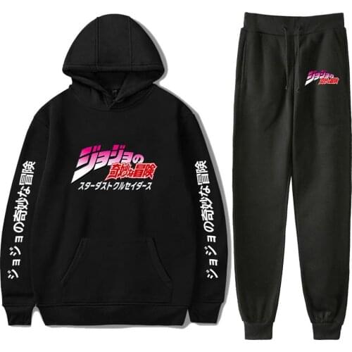 JoJo Bizarre Adventure Hoodie Pants Set anime plus size Pullover Sweatpants hooded sweatshirt trousers Sportswear Tracksuit
