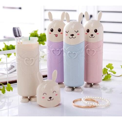 Rabbit-shaped Toothbrush Box Travel Toothbrush Storage Cute Toothbrush Case Portable Outdoor Toothbrush Cup Bathroom Accessories