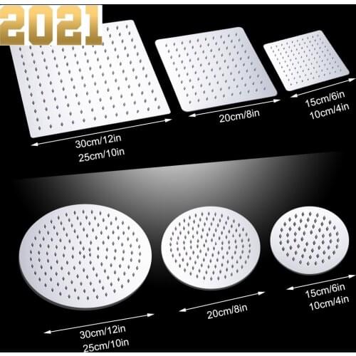 Round & Square Stainless Steel Showerhead Rainfall Shower Head Rain Shower Chrome high pressure chuveiro bath faucet ducha