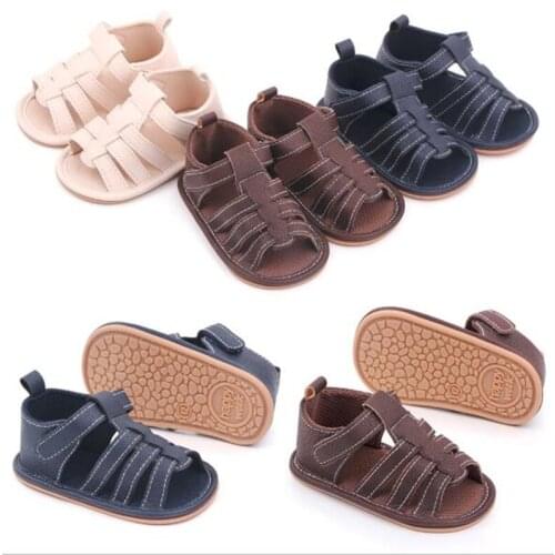 Fashion Summer Baby PU Shoes Non-Slip Newborn Boys First Walkers New Solid Infants Rubber Sole Casual Shoes