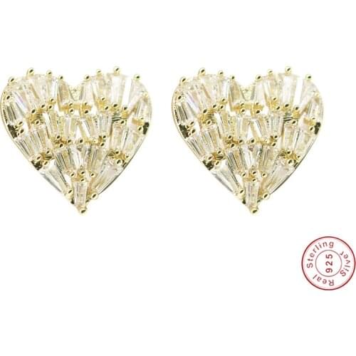 Fashion heart earring 100% 925 Silver white Diamond earring for Lady full zircon earring wedding party engagement jewelry gift