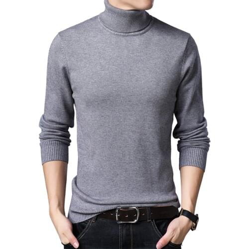 2020 Mens Turtleneck Sweaters Men Autumn Winter Knitted Warm Slim Sweaters Man Fashion Pullovers Sweater Stretch Knitwear Tops
